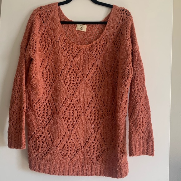 Urban Outfitters Pins & Needles Peach Diamond Knit Crewneck Sweater size Medium - Picture 2 of 7